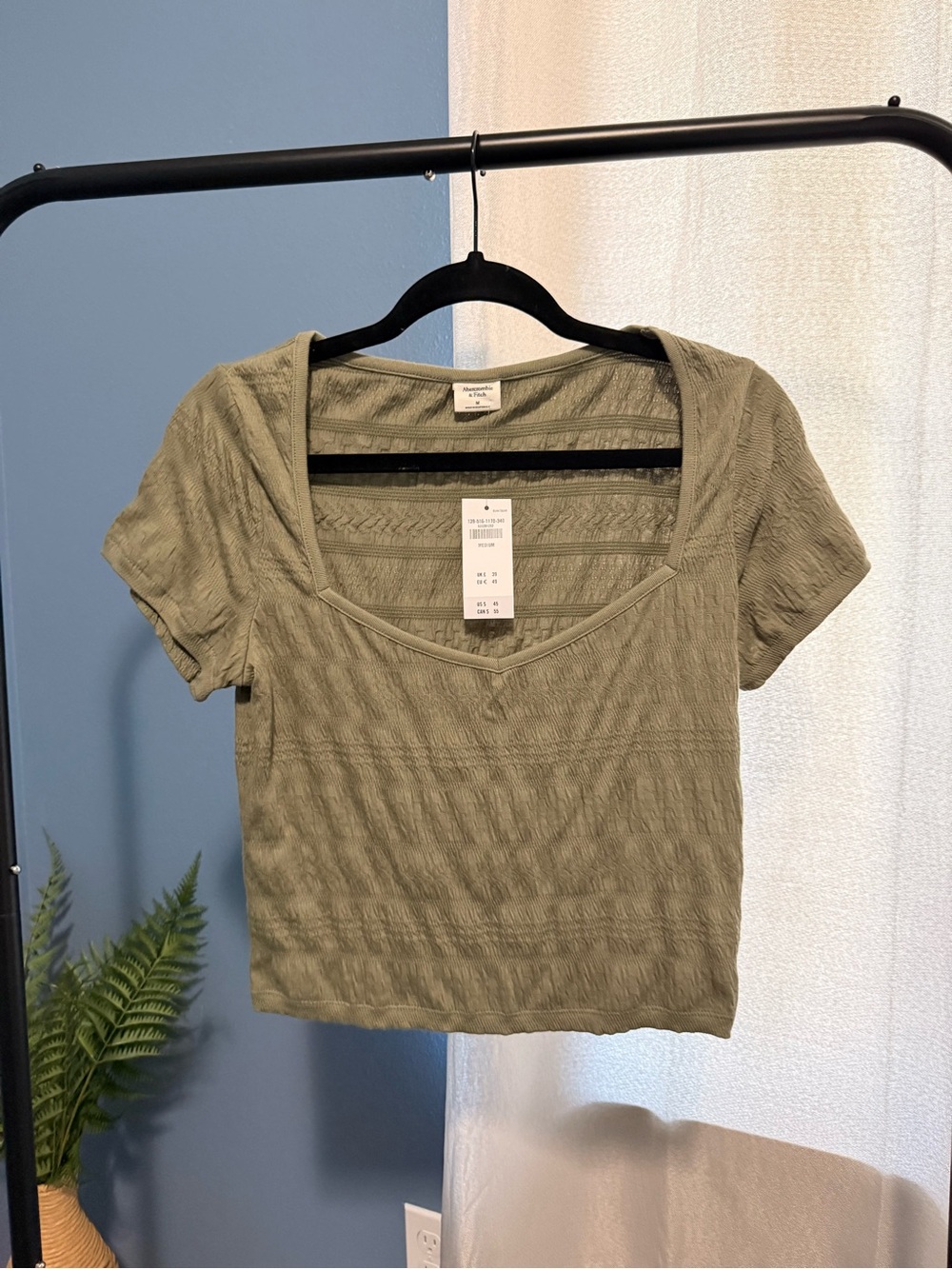 Abercrombie & Fitch Olive Green Scoop Neck Crop Top